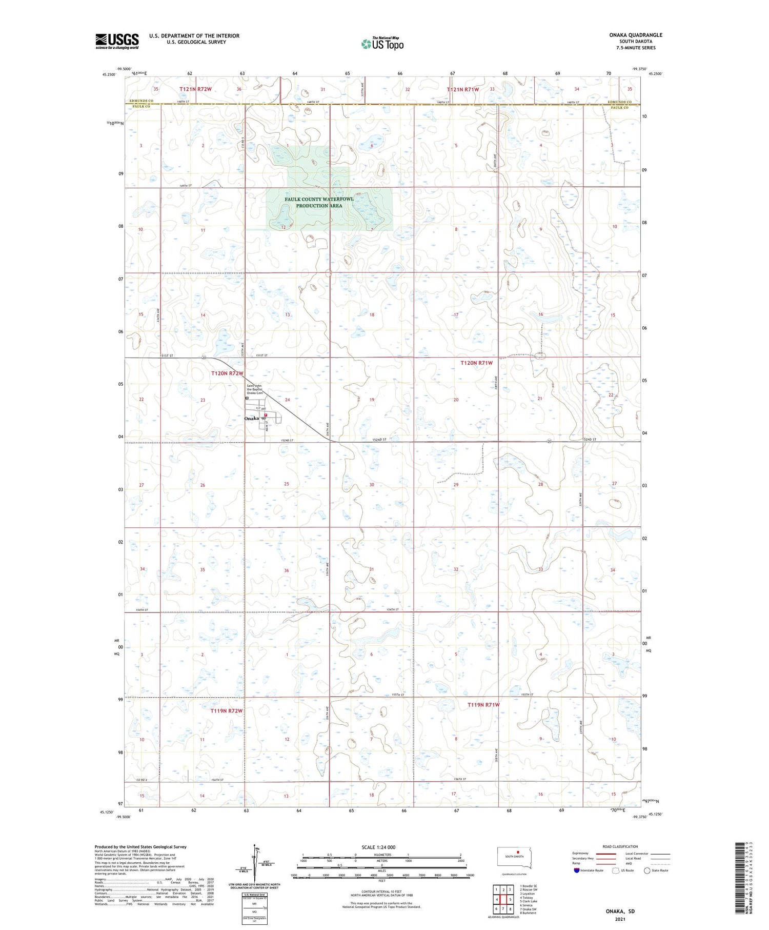 Onaka South Dakota US Topo Map Image