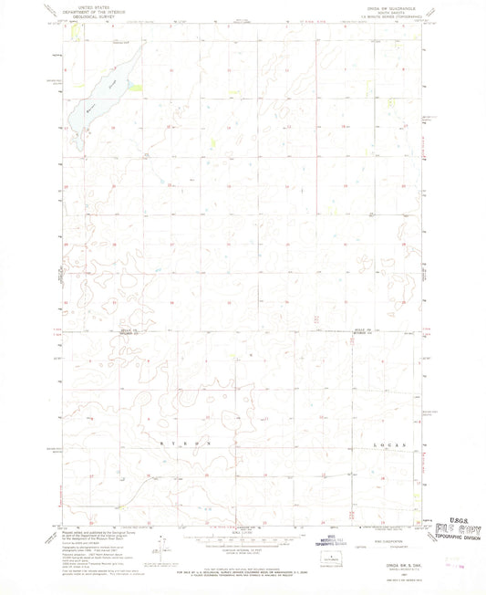 Classic USGS Onida SW South Dakota 7.5'x7.5' Topo Map Image