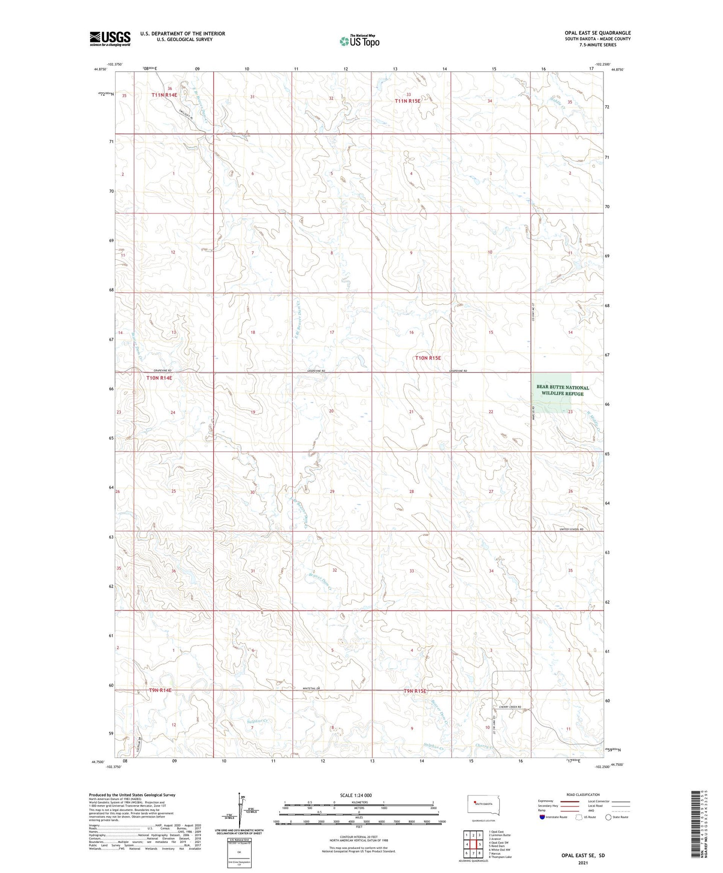 Opal East SE South Dakota US Topo Map Image
