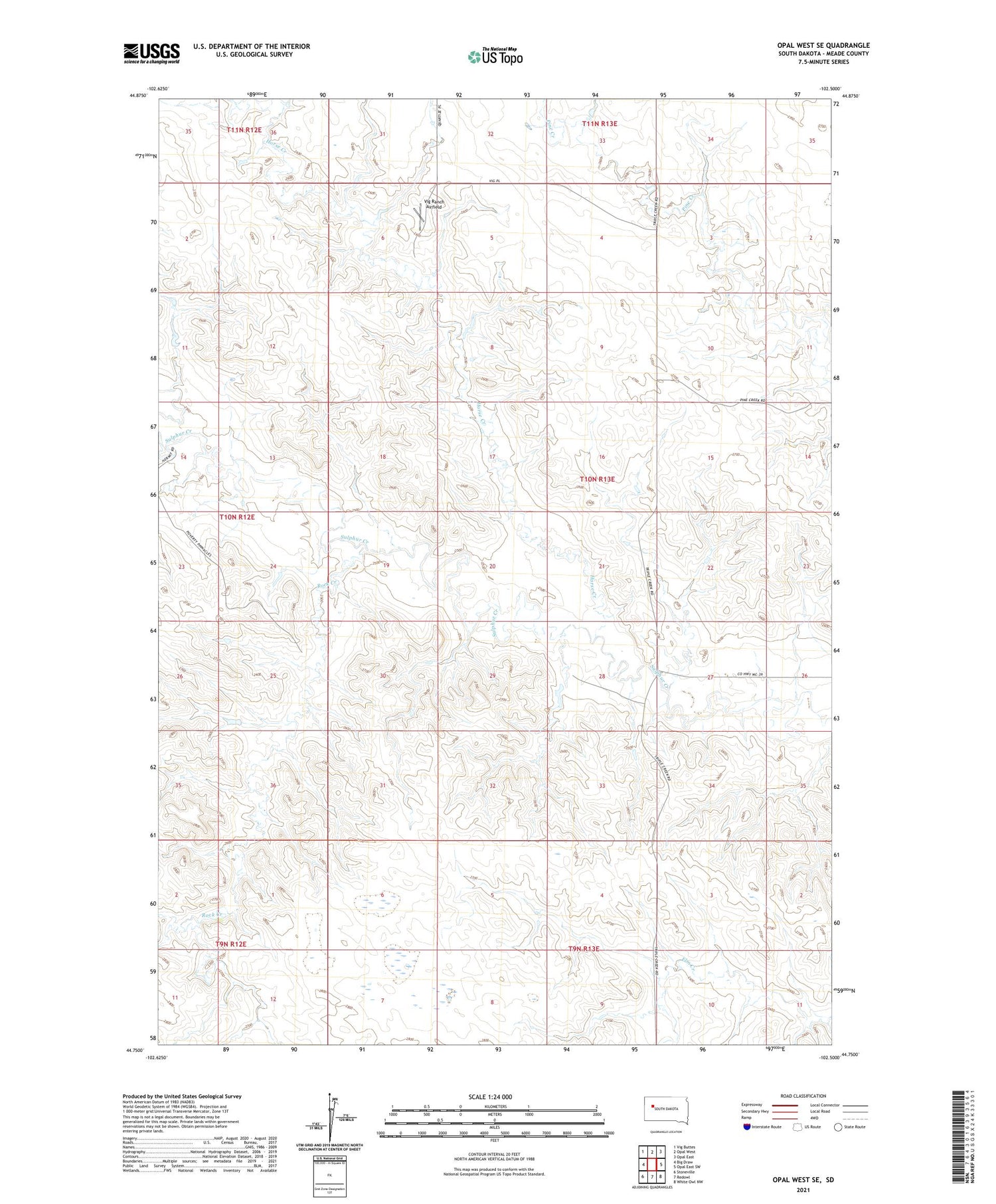 Opal West SE South Dakota US Topo Map Image