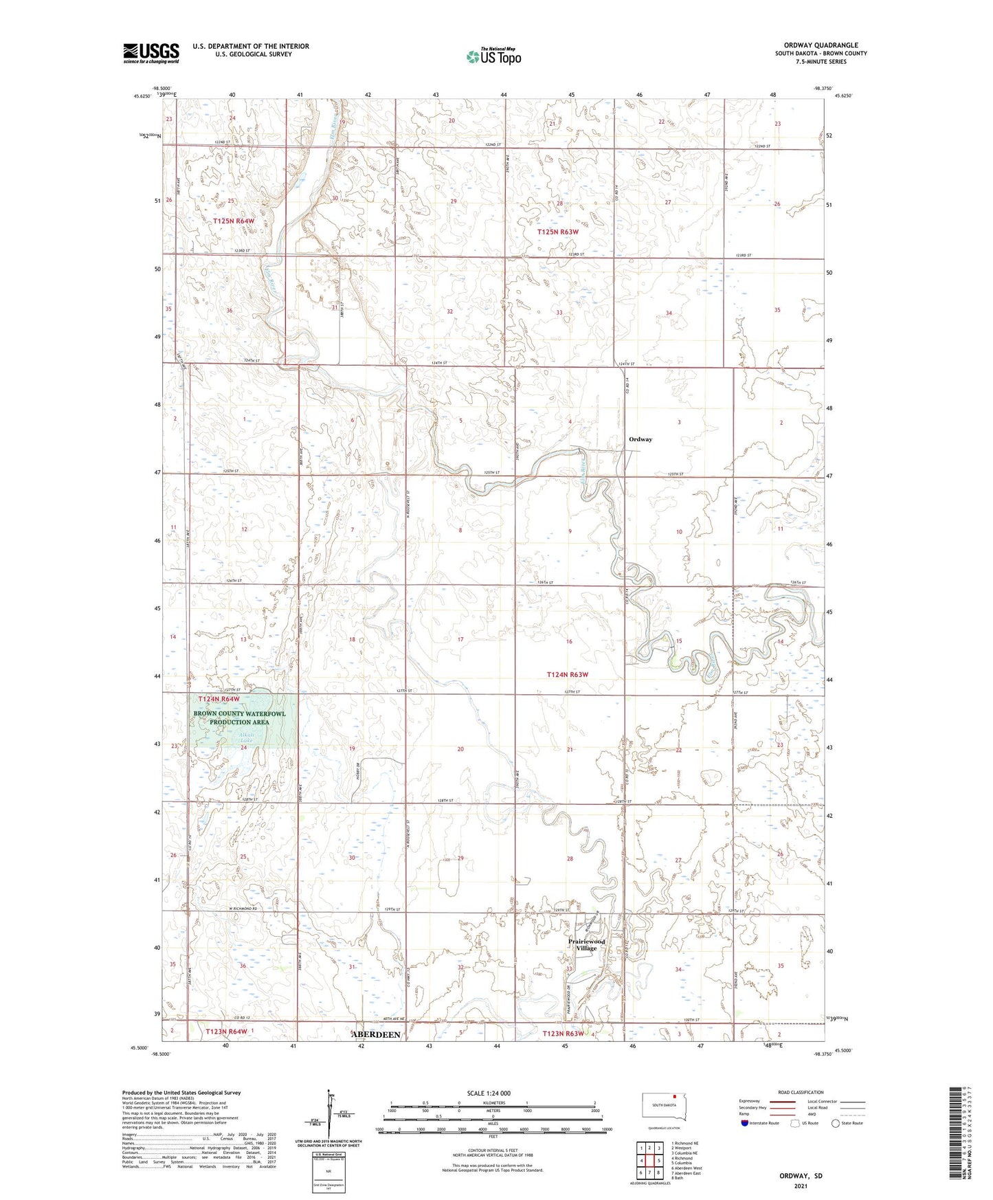 Ordway South Dakota US Topo Map Image