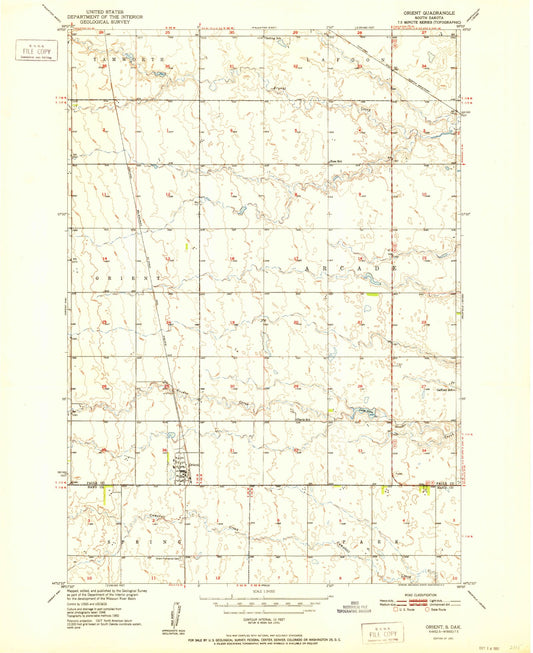 Classic USGS Orient South Dakota 7.5'x7.5' Topo Map Image