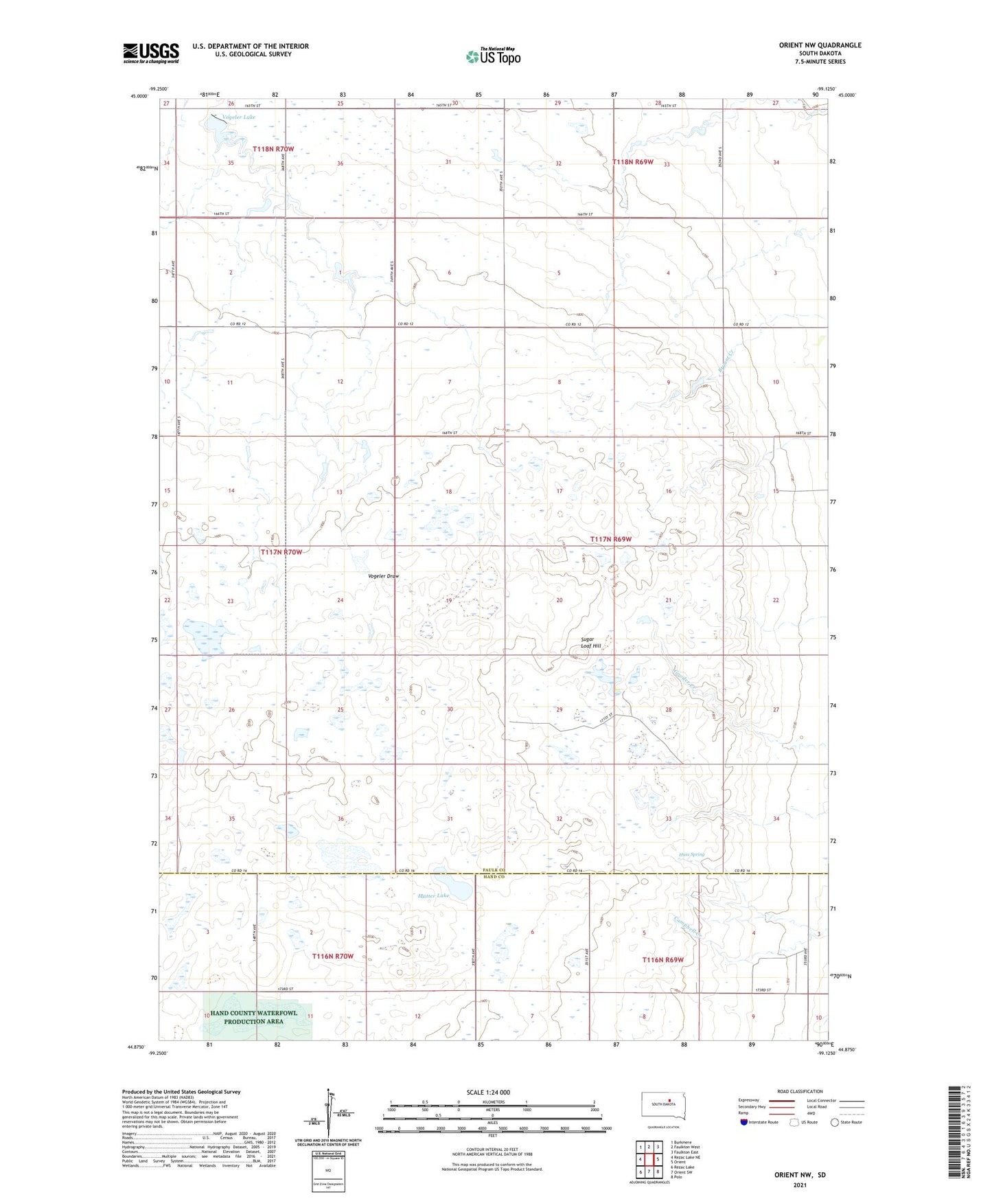 Orient NW South Dakota US Topo Map Image