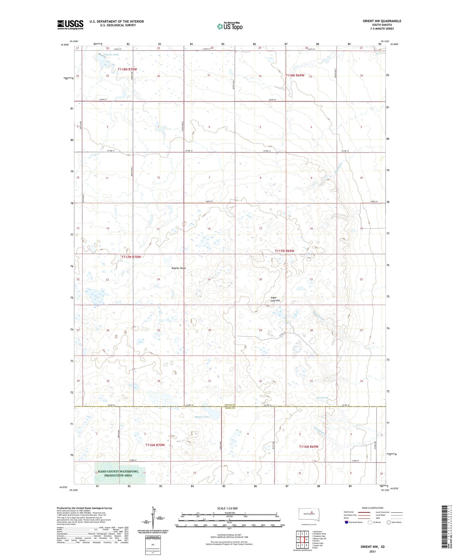 Orient NW South Dakota US Topo Map Image