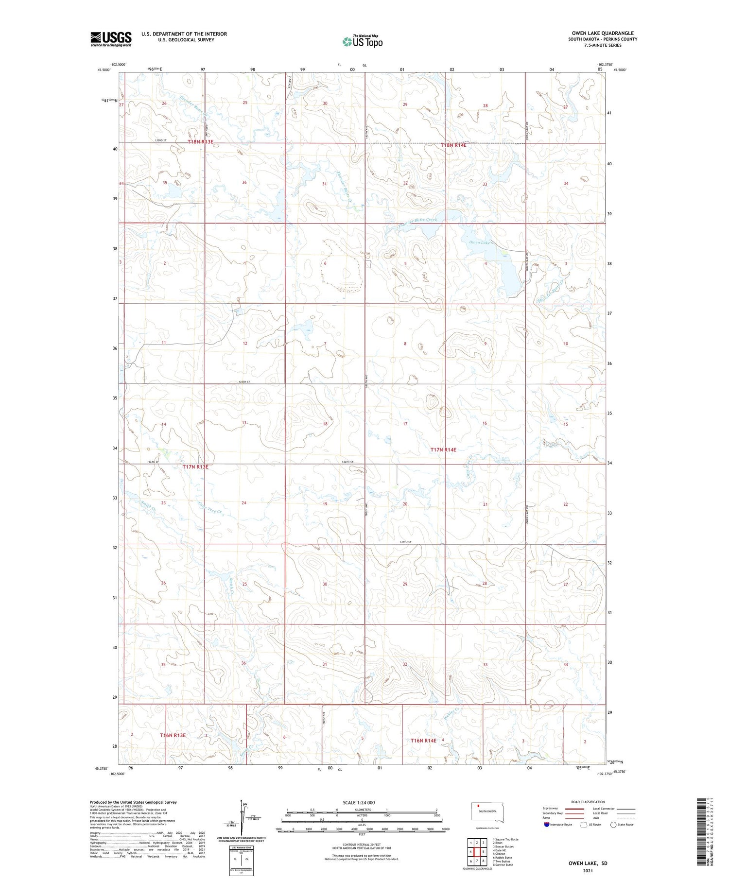 Owen Lake South Dakota US Topo Map Image