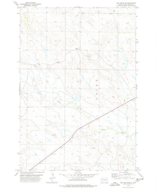 Classic USGS Owl Butte NE South Dakota 7.5'x7.5' Topo Map Image