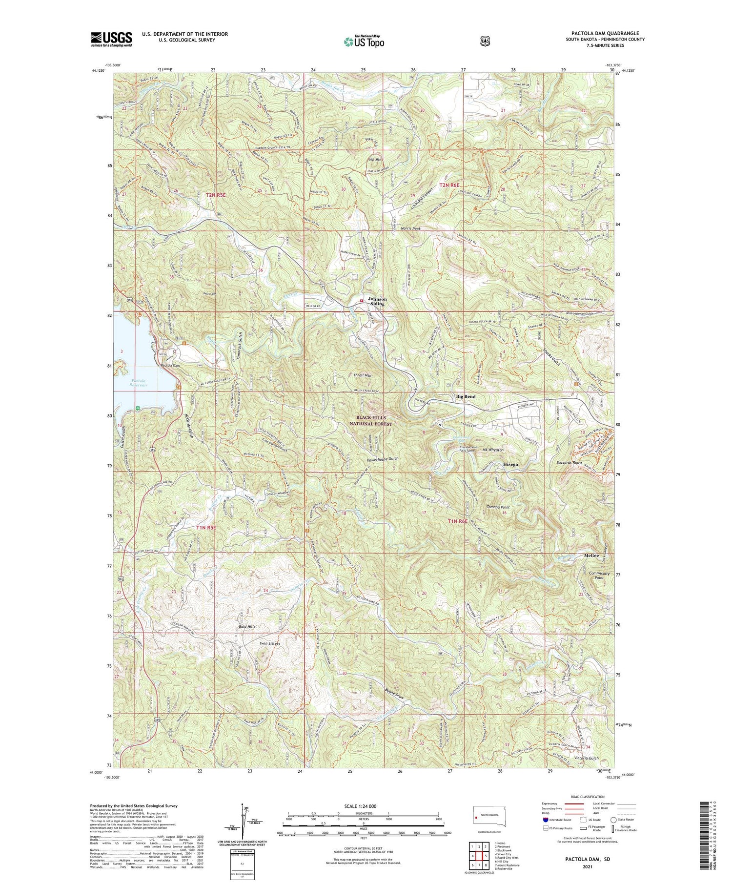 Pactola Dam South Dakota US Topo Map Image