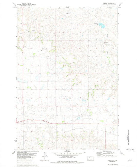 Classic USGS Parade South Dakota 7.5'x7.5' Topo Map Image