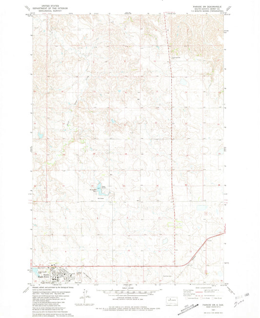 Classic USGS Parade SW South Dakota 7.5'x7.5' Topo Map Image