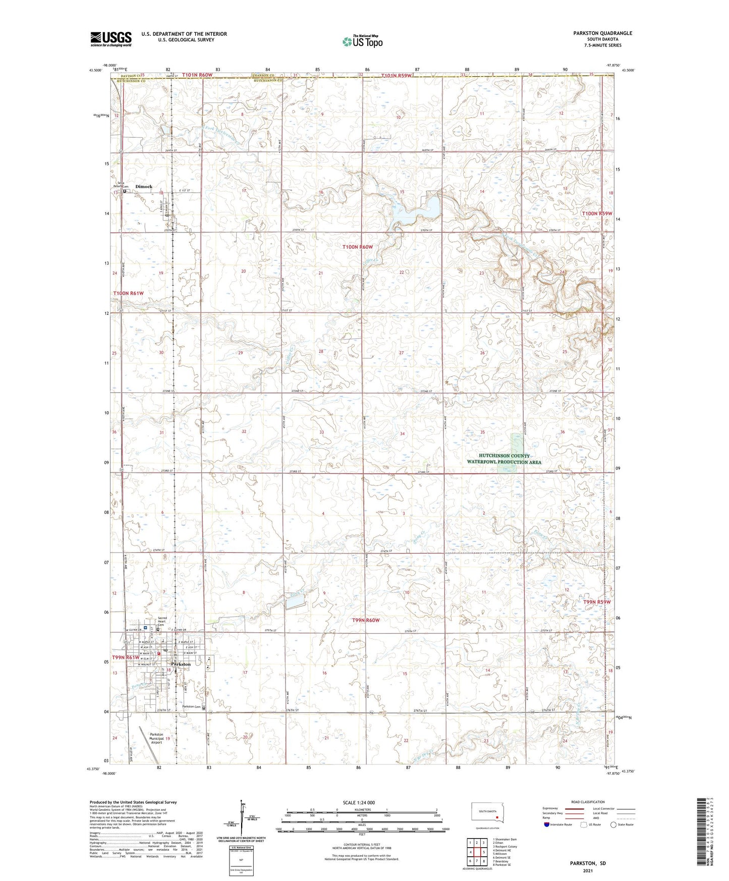 Parkston South Dakota US Topo Map Image