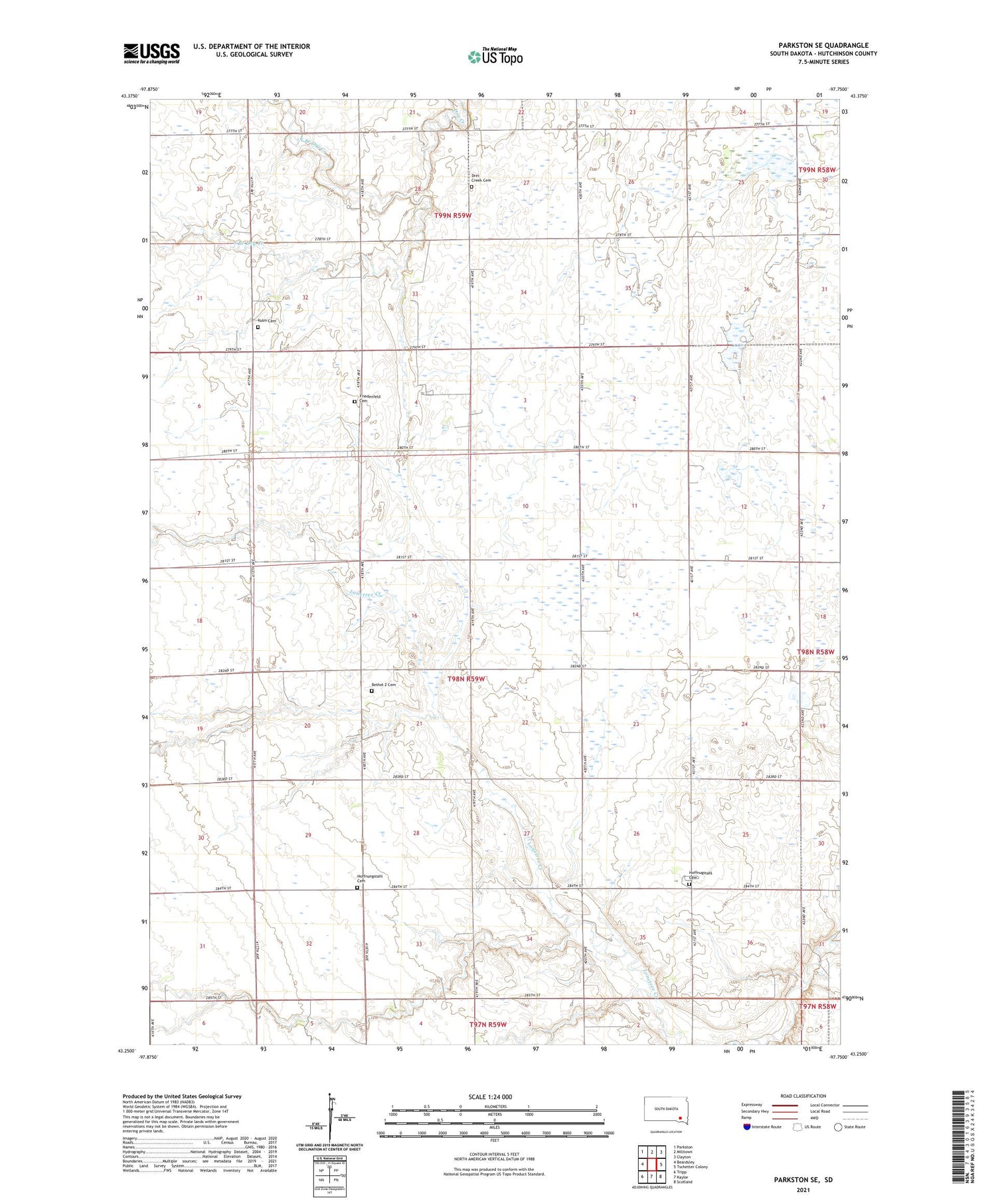 Parkston SE South Dakota US Topo Map Image