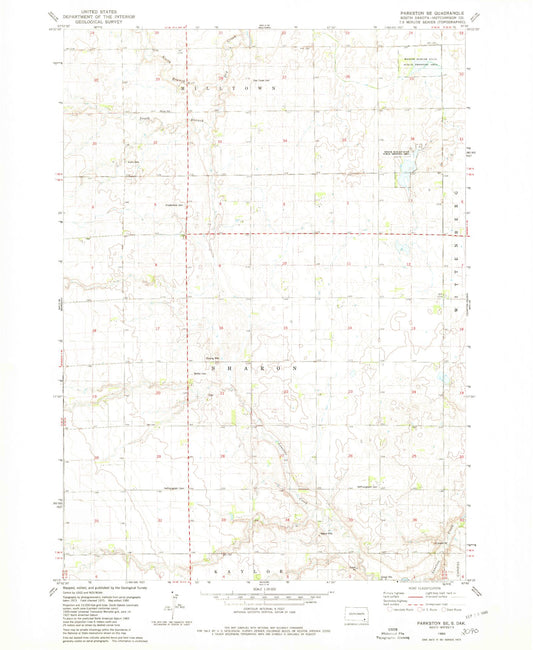 Classic USGS Parkston SE South Dakota 7.5'x7.5' Topo Map Image