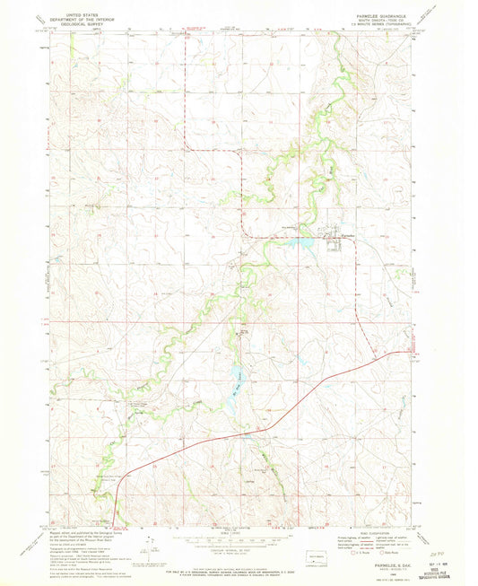 Classic USGS Parmelee South Dakota 7.5'x7.5' Topo Map Image
