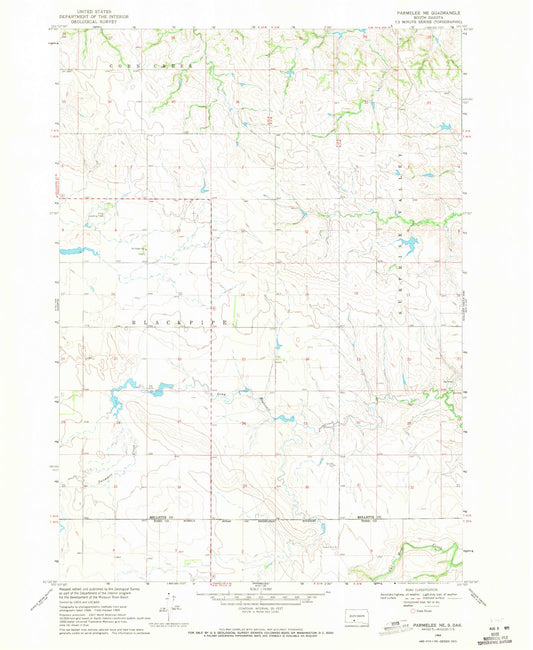 Classic USGS Parmelee NE South Dakota 7.5'x7.5' Topo Map Image
