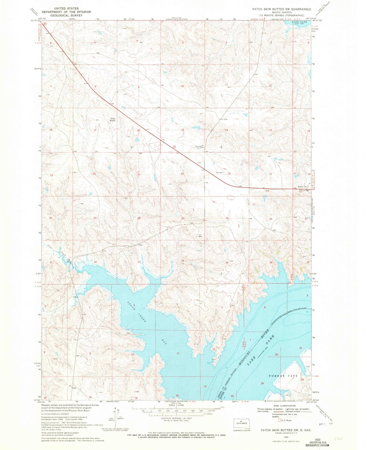 Classic USGS Patch Skin Buttes SW South Dakota 7.5'x7.5' Topo Map Image