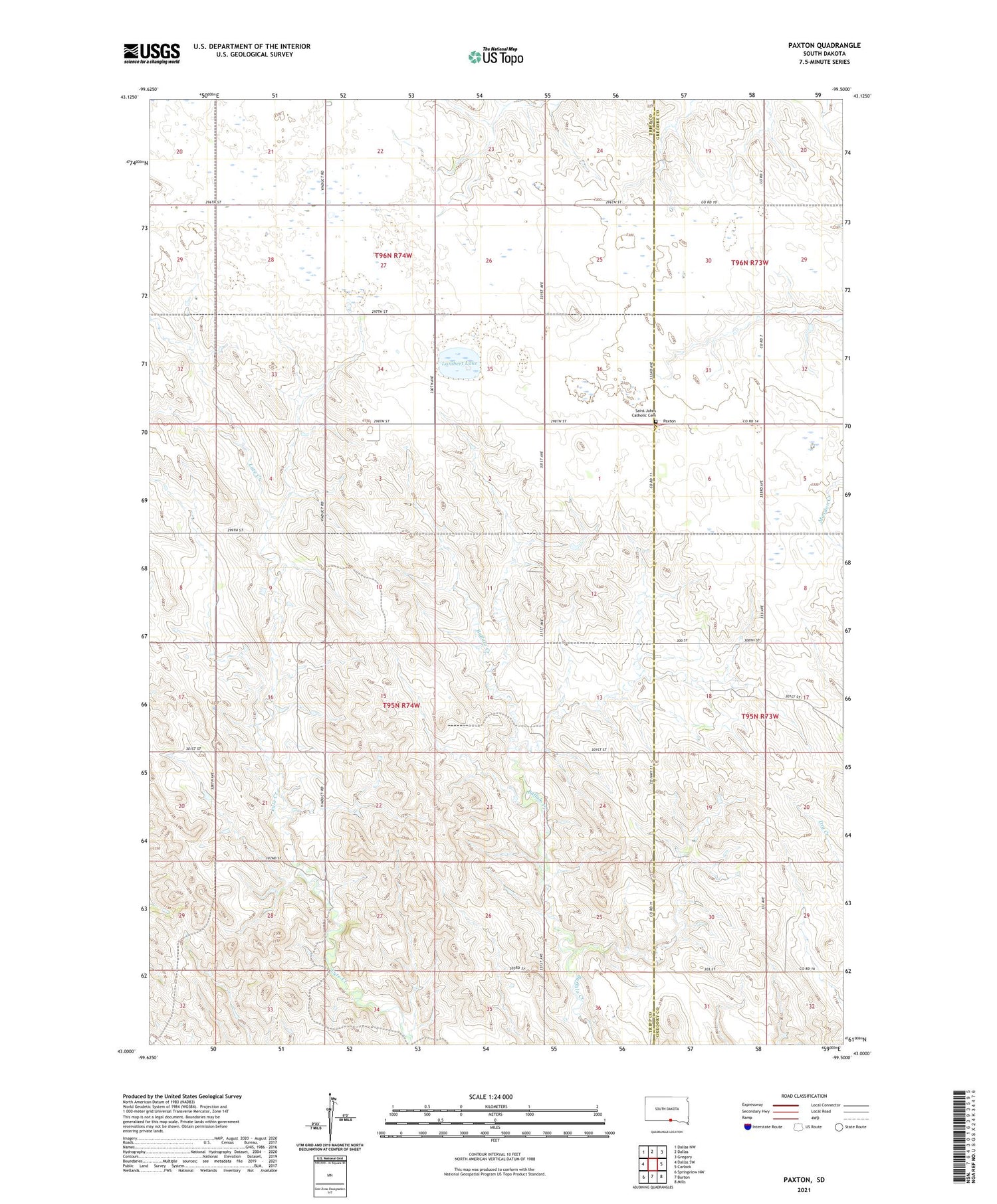 Paxton South Dakota US Topo Map Image