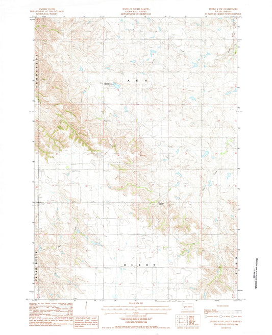 Classic USGS Rainy Creek South Dakota 7.5'x7.5' Topo Map Image