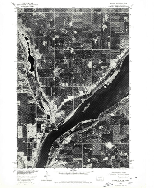 Classic USGS Peever NE South Dakota 7.5'x7.5' Topo Map Image