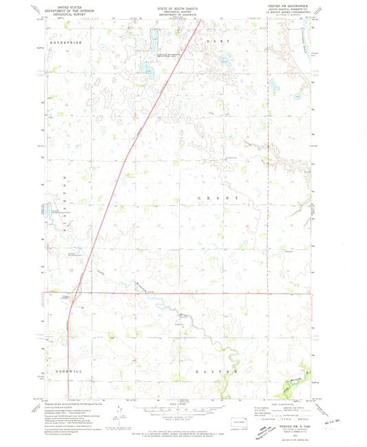 Classic USGS Peever NW South Dakota 7.5'x7.5' Topo Map Image