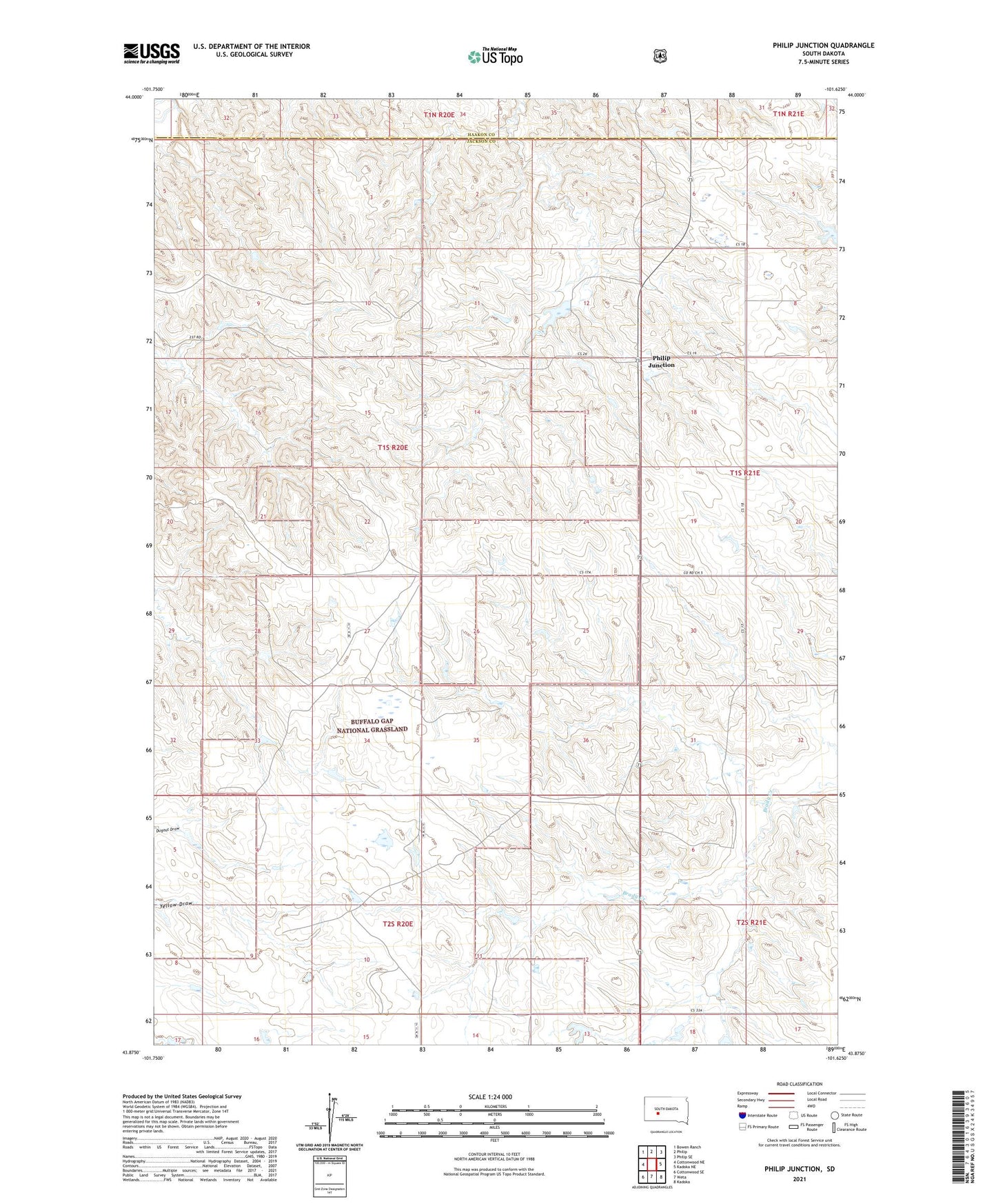 Philip Junction South Dakota US Topo Map Image