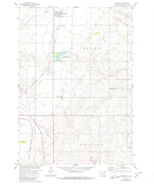 Classic USGS Piedmont South Dakota 7.5'x7.5' Topo Map Image