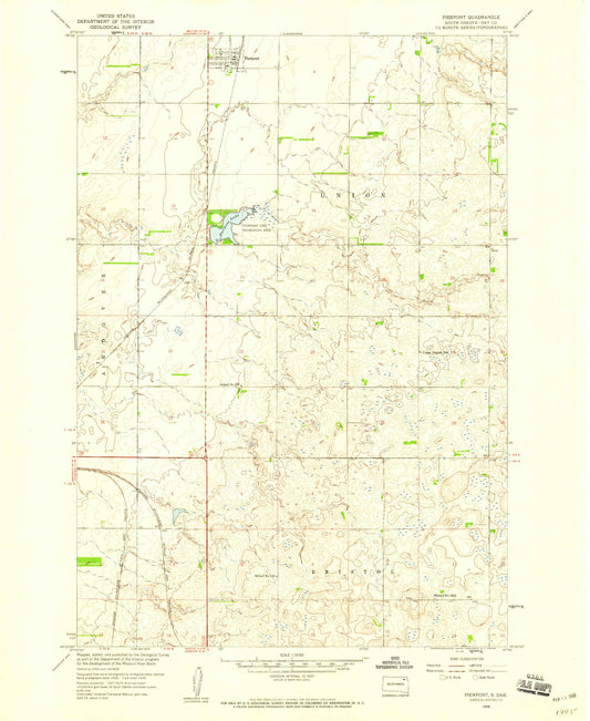 Classic USGS Pierpont South Dakota 7.5'x7.5' Topo Map Image
