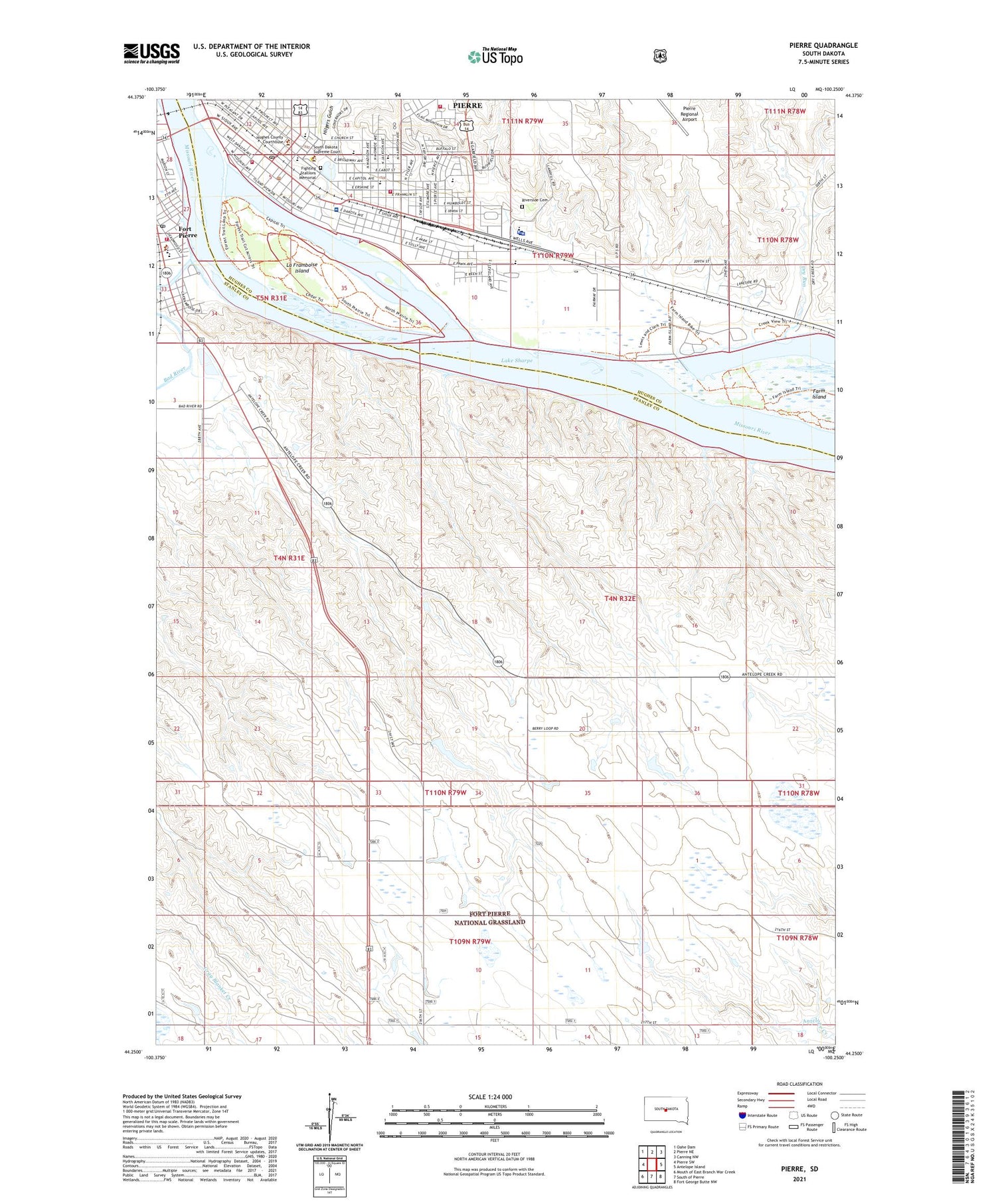 Pierre South Dakota US Topo Map Image