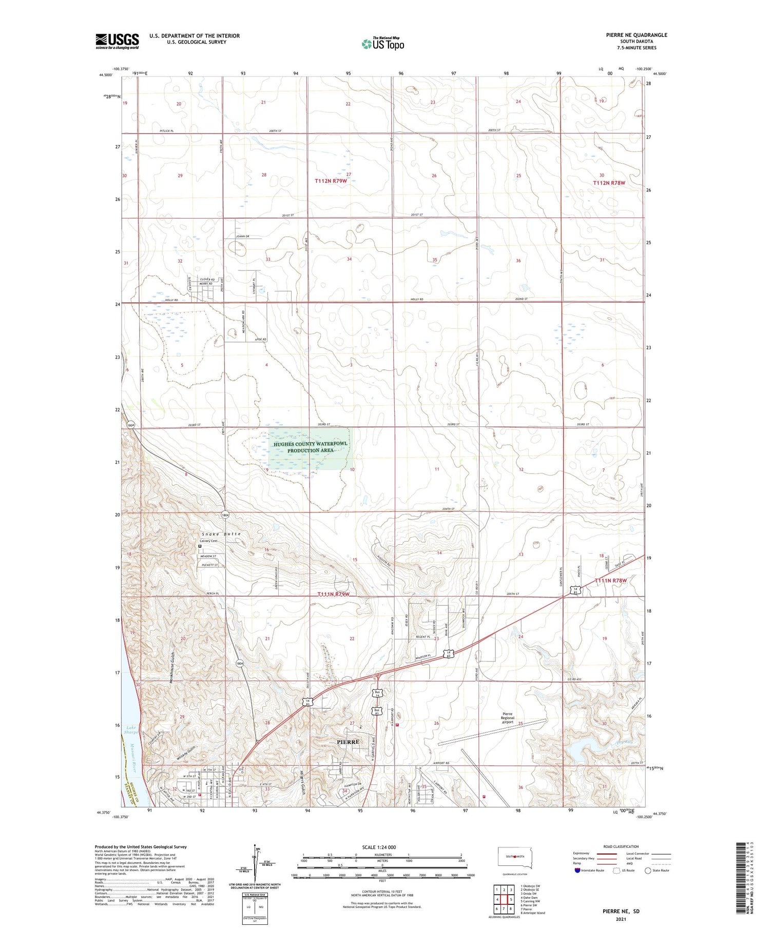 Pierre NE South Dakota US Topo Map Image
