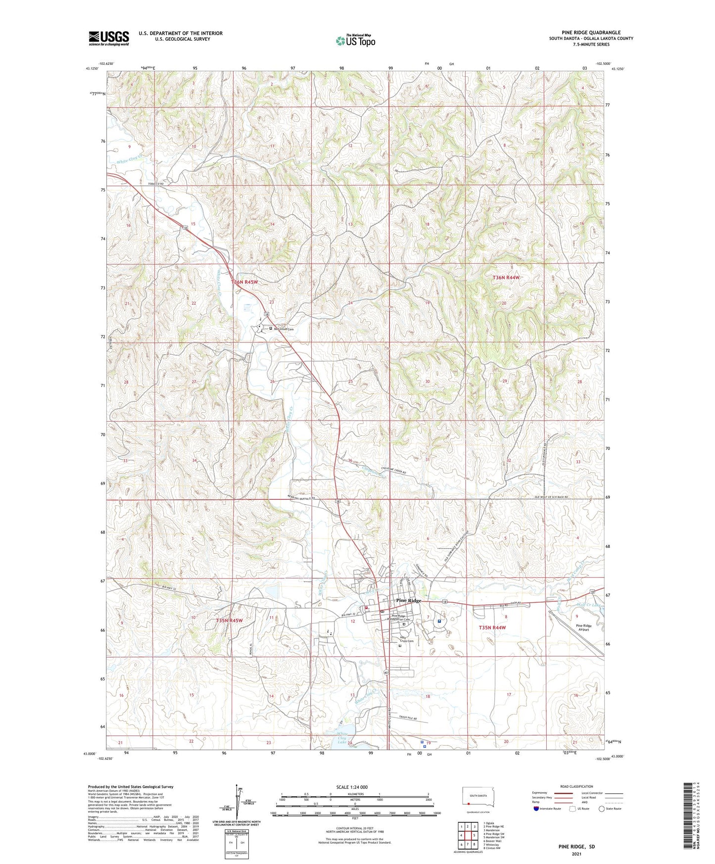 Pine Ridge South Dakota US Topo Map Image