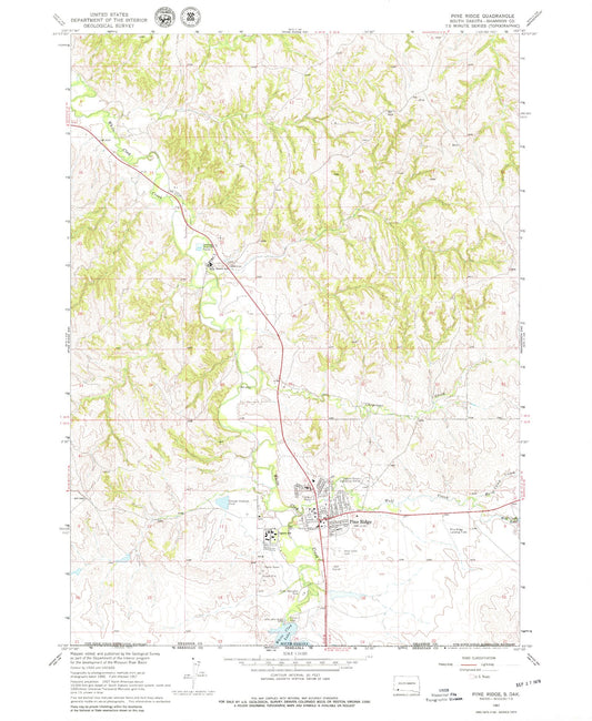 Classic USGS Pine Ridge South Dakota 7.5'x7.5' Topo Map Image