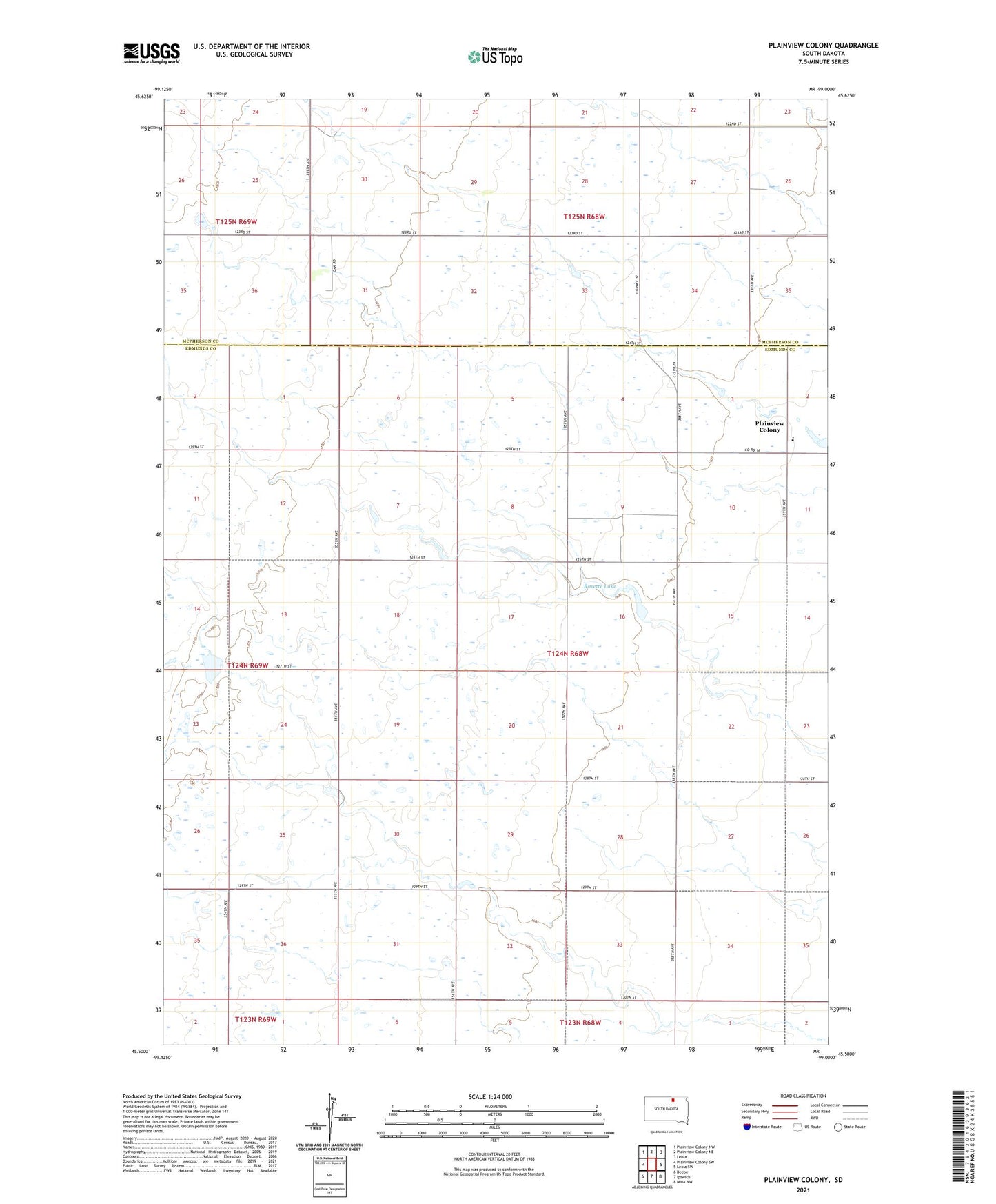 Plainview Colony South Dakota US Topo Map Image