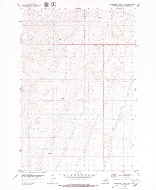 Classic USGS Plainview Colony NE South Dakota 7.5'x7.5' Topo Map Image