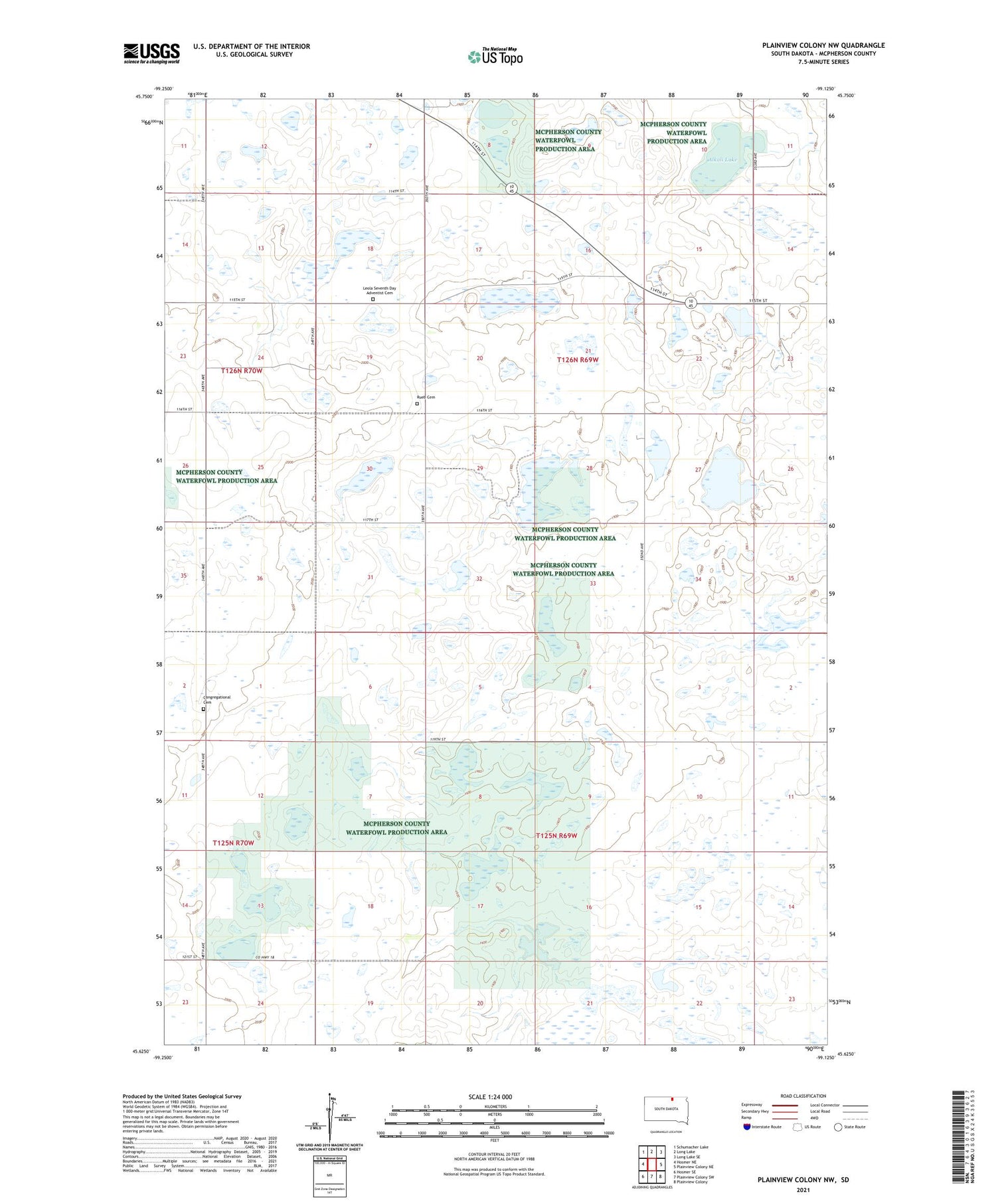 Plainview Colony NW South Dakota US Topo Map Image