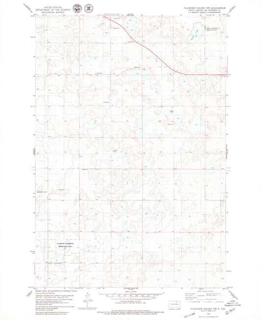 Classic USGS Plainview Colony NW South Dakota 7.5'x7.5' Topo Map Image