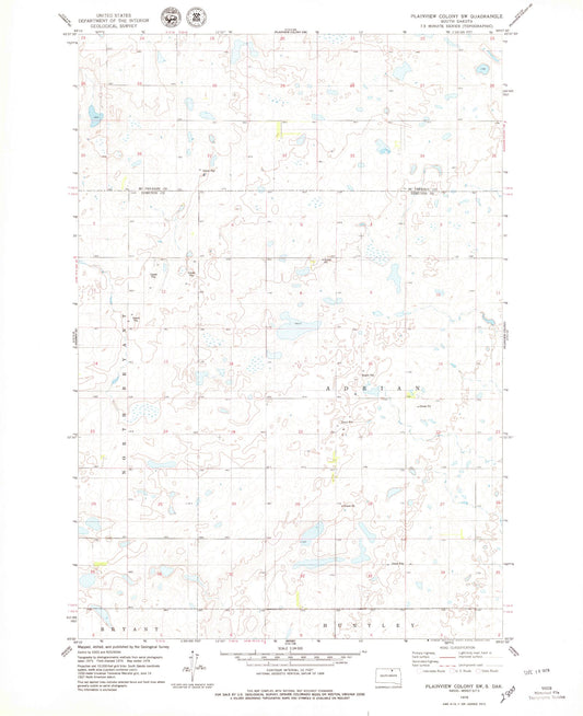 Classic USGS Plainview Colony SW South Dakota 7.5'x7.5' Topo Map Image