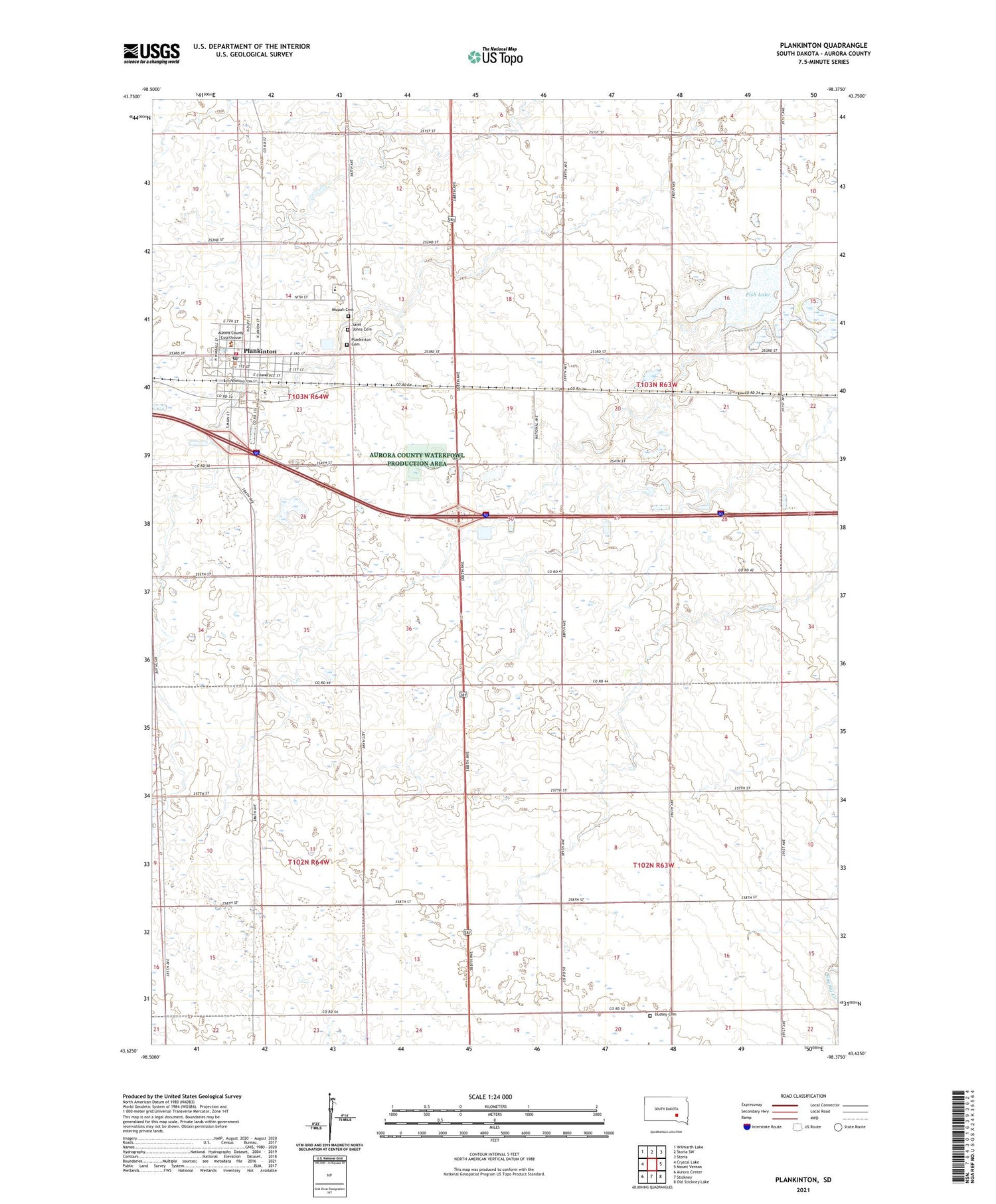 Plankinton South Dakota US Topo Map Image