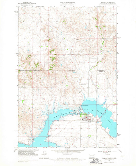 Classic USGS Pollock South Dakota 7.5'x7.5' Topo Map Image