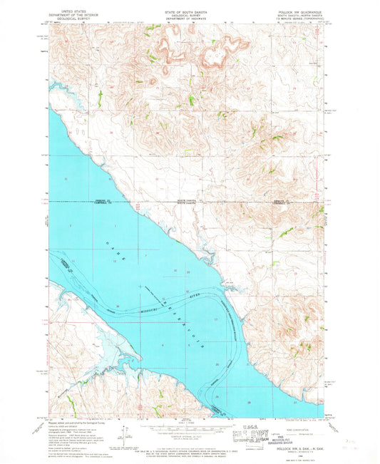 Classic USGS Pollock NW South Dakota 7.5'x7.5' Topo Map Image