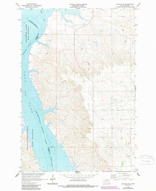Classic USGS Pollock SE South Dakota 7.5'x7.5' Topo Map Image