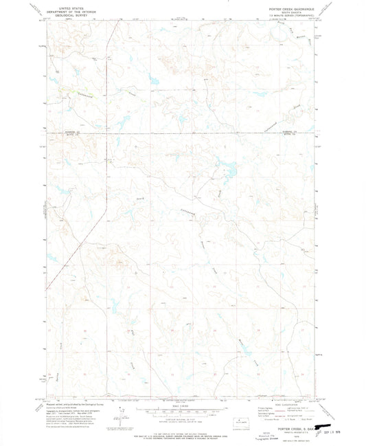 Classic USGS Porter Creek South Dakota 7.5'x7.5' Topo Map Image