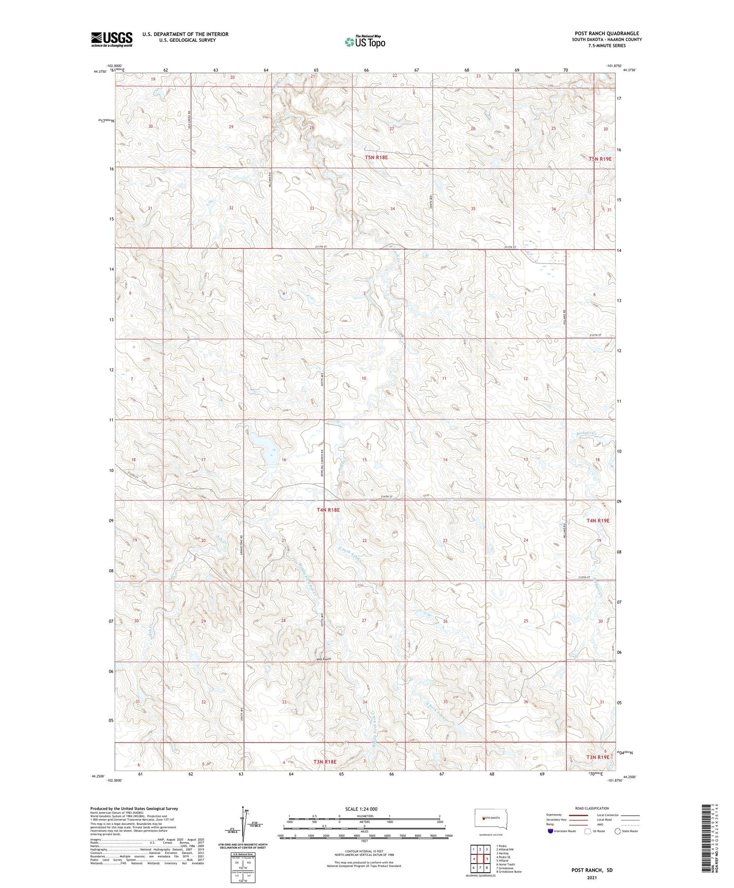 Post Ranch South Dakota US Topo Map Image
