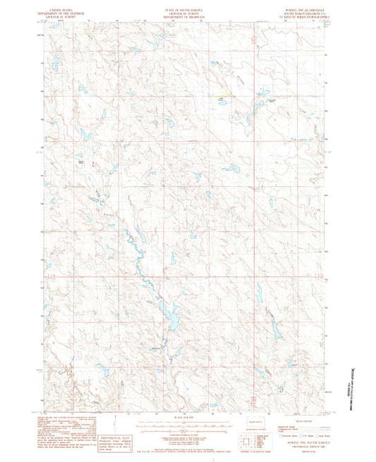 Classic USGS Powell NW South Dakota 7.5'x7.5' Topo Map Image