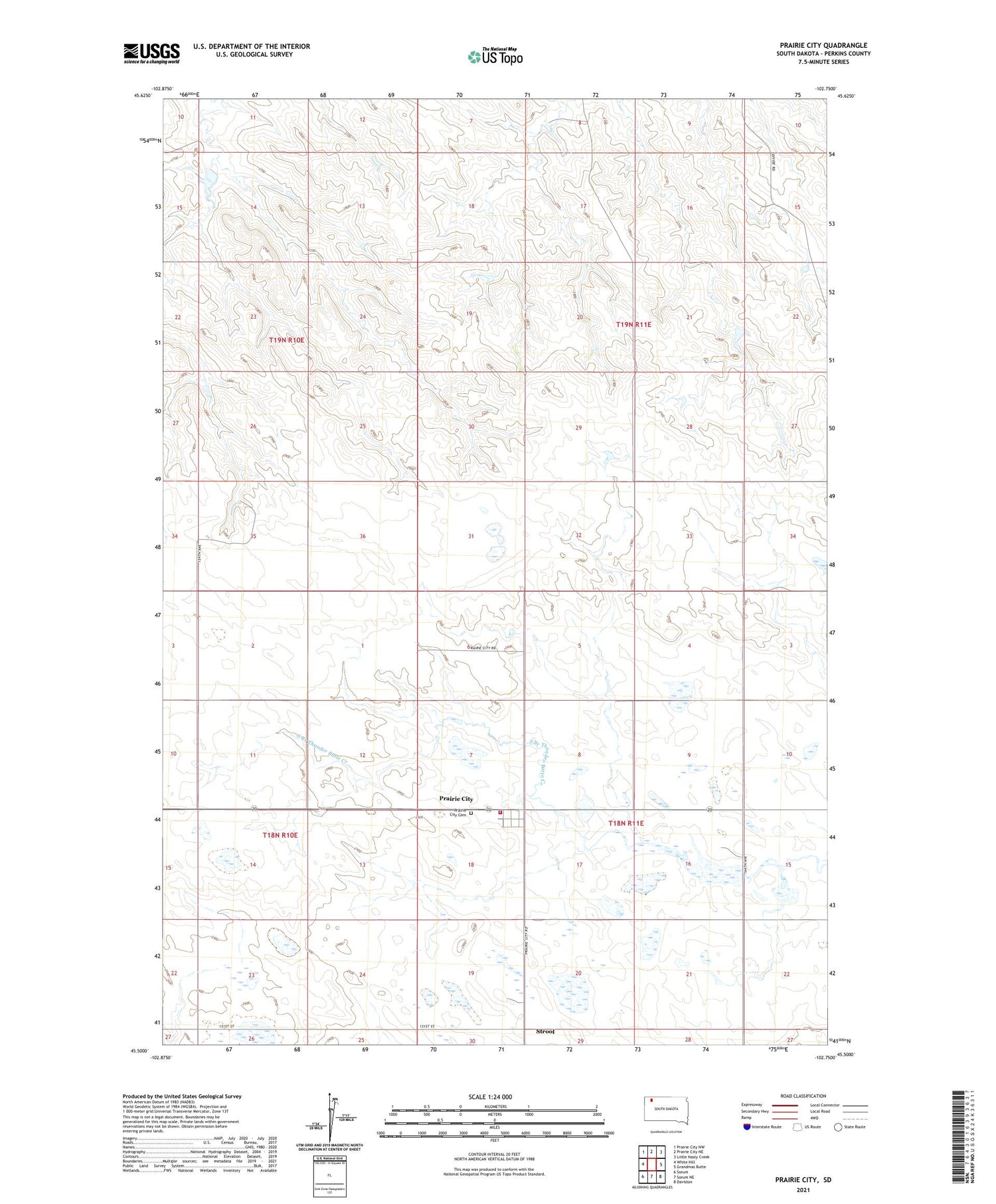 Prairie City South Dakota US Topo Map Image