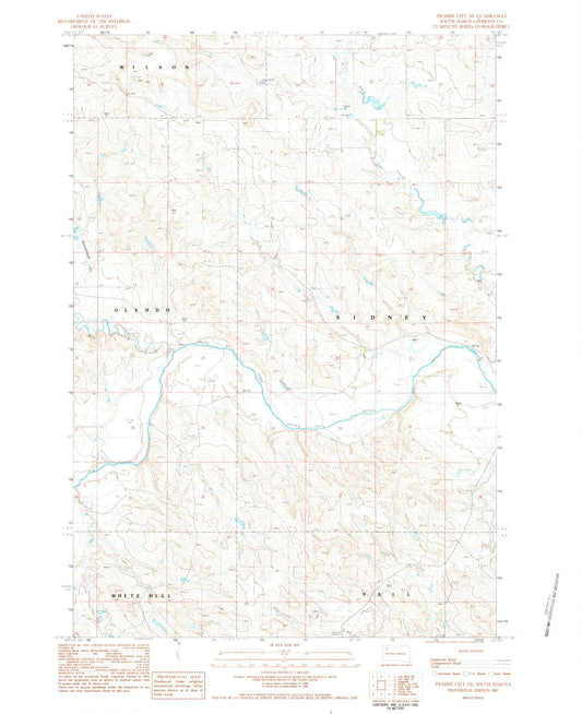Classic USGS Prairie City NE South Dakota 7.5'x7.5' Topo Map Image