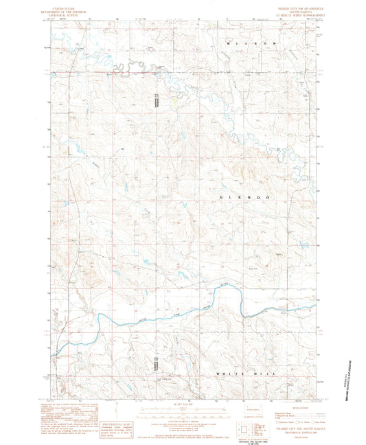 Classic USGS Prairie City NW South Dakota 7.5'x7.5' Topo Map Image