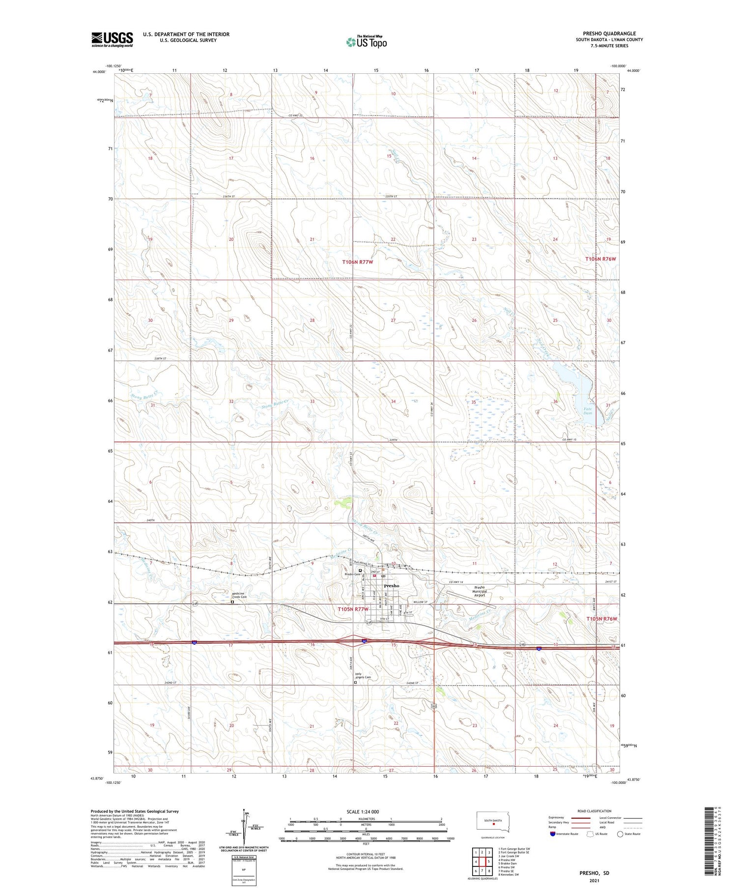Presho South Dakota US Topo Map Image