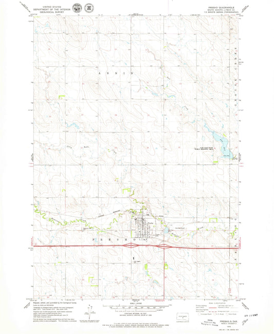 Classic USGS Presho South Dakota 7.5'x7.5' Topo Map Image
