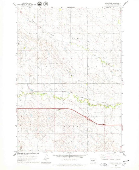 Classic USGS Presho NW South Dakota 7.5'x7.5' Topo Map Image