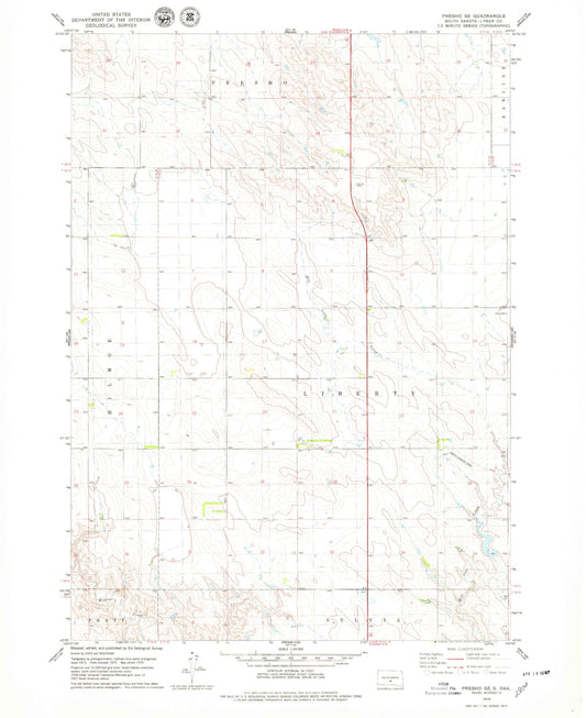 Classic USGS Presho SE South Dakota 7.5'x7.5' Topo Map Image