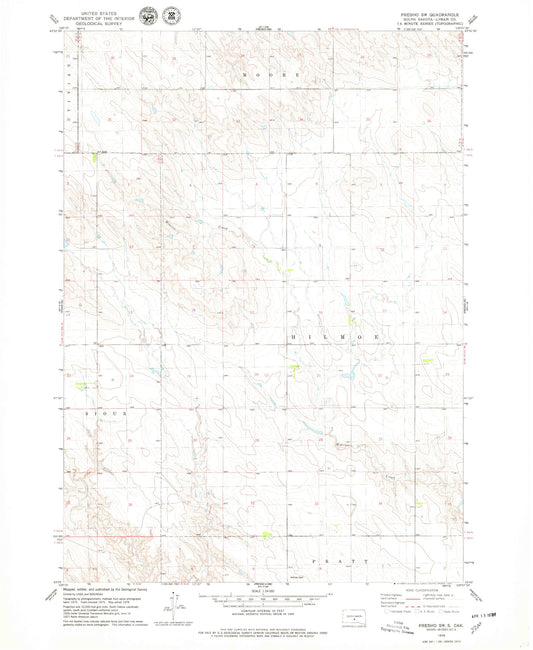 Classic USGS Presho SW South Dakota 7.5'x7.5' Topo Map Image